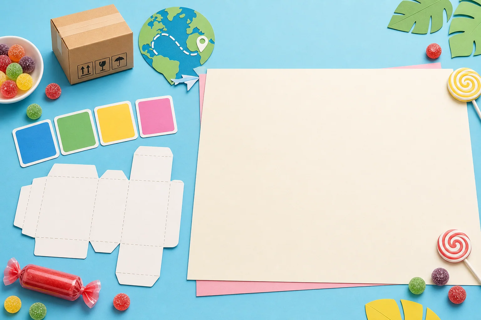 Colorful buying brief workspace