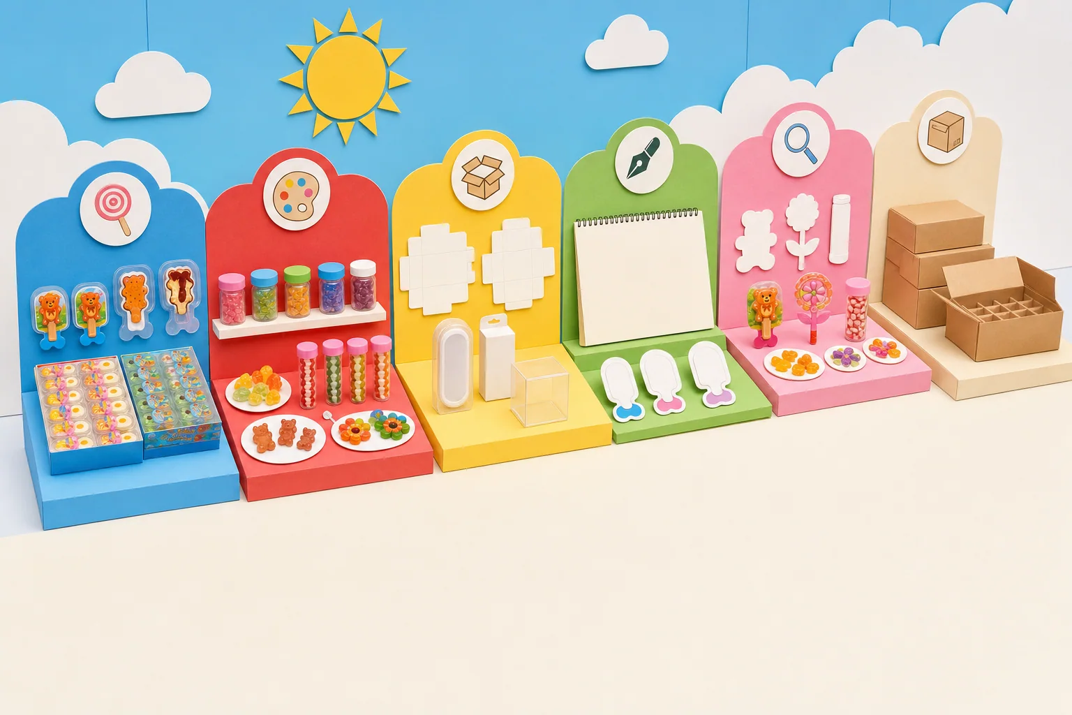 Colorful product development workspace