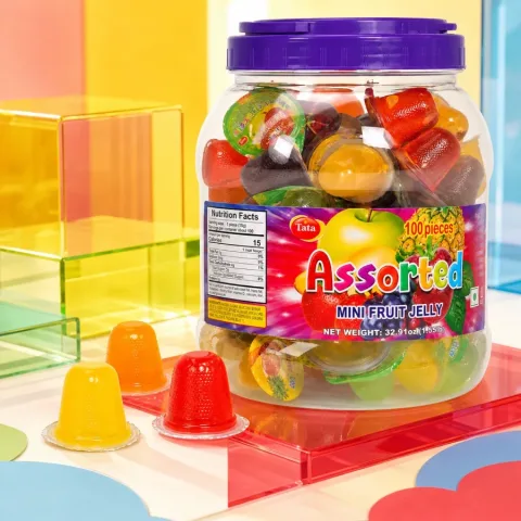 Mixed Fruit Mini Jelly retail jar scene, SKU YMX-041