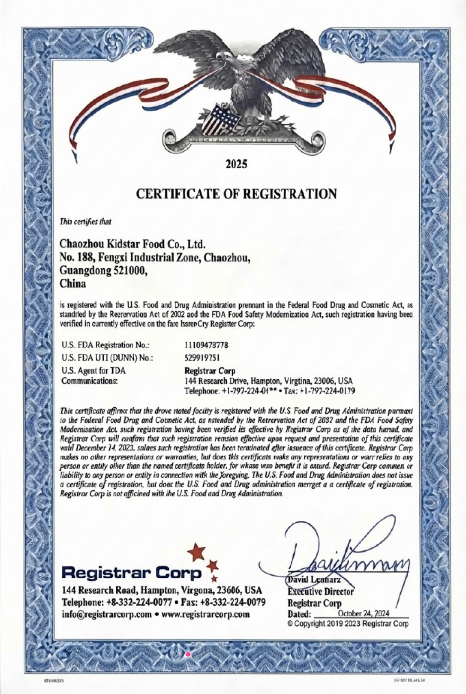 Registration document preview for buyer review