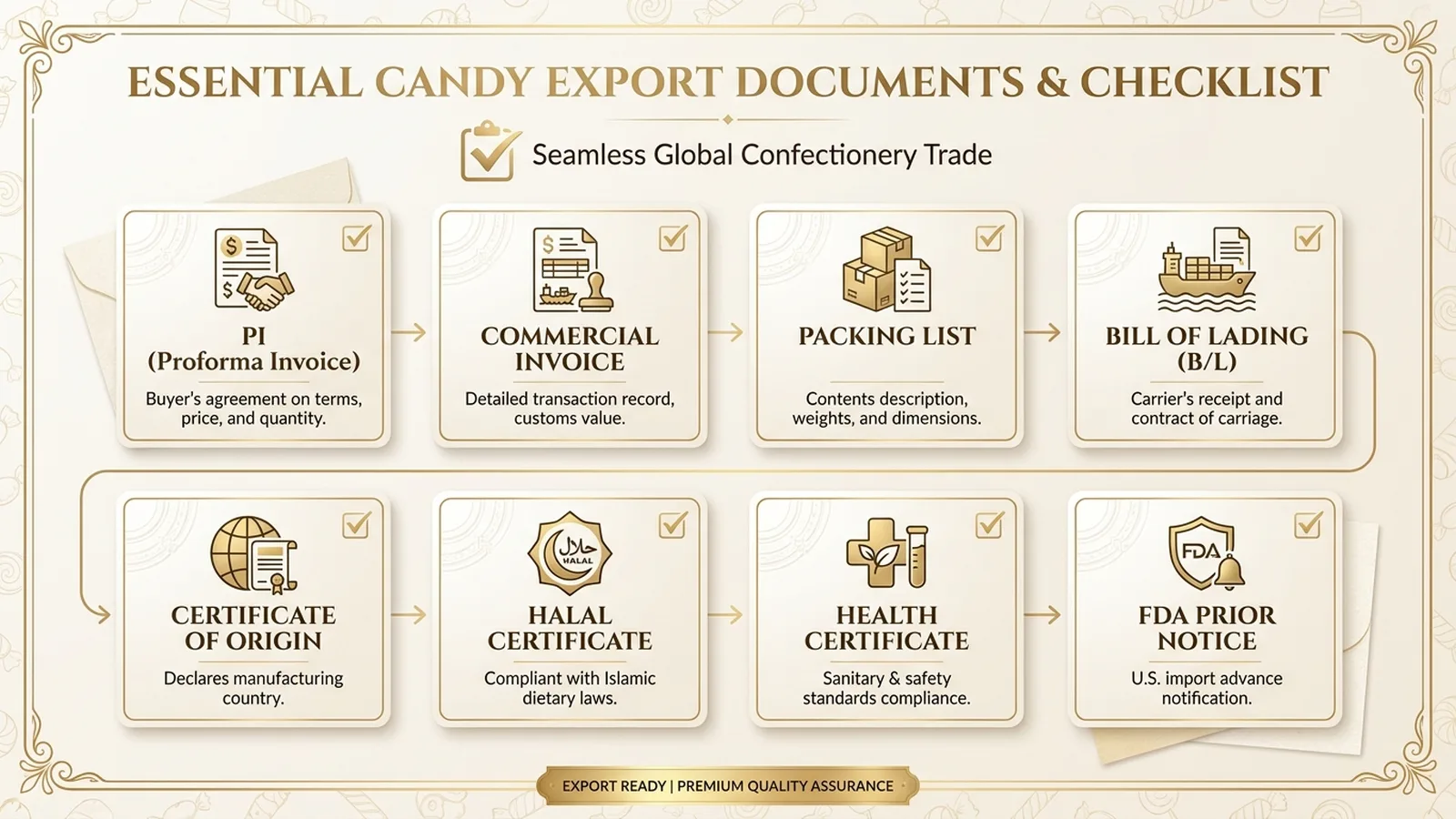 Export documents checklist for candy import buyers