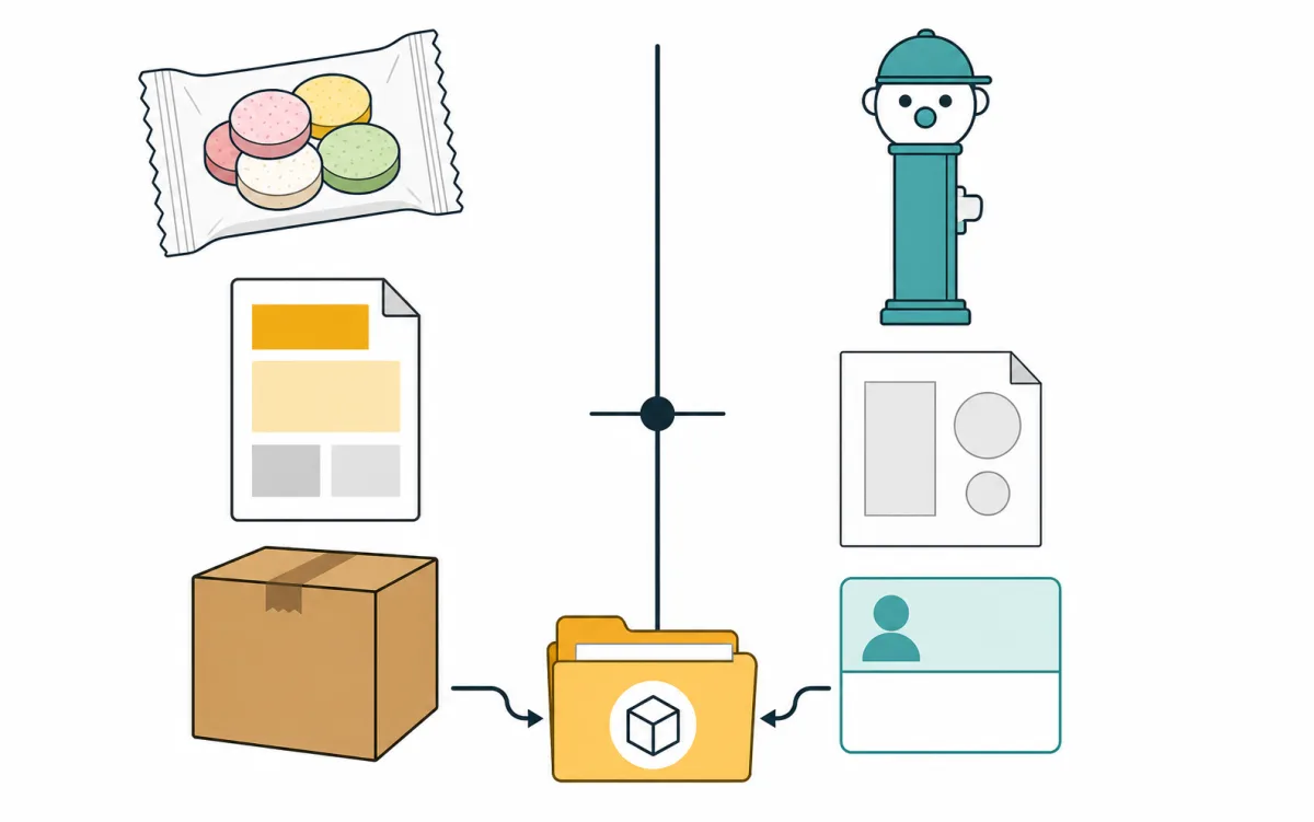 Food-side and toy-side evidence streams joined to one SKU file